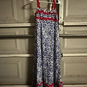 Stylish Blue and Red Midi Dress